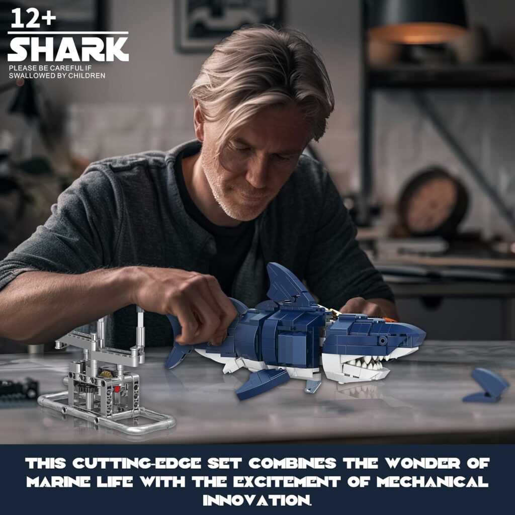 Miniature Magic Bookends Building Blocks Model Mechanical Shark Building Set