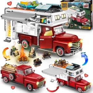 2188PCS Camper Van Pick-up Truck Buliding Block Model